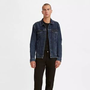 Levi's Denim‎ Trucker Jacket Mens Size XL Dark Blue Wash Long Sleeve